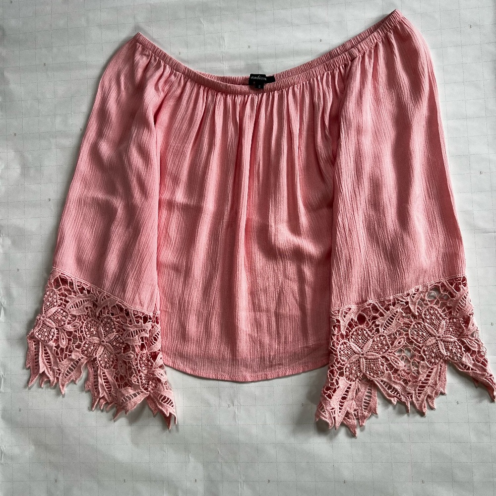 Ambiance Off Shoulder Long Sleeve Blouse – Light Pink – Size S